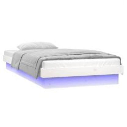 LED Bed Frame without Mattress White 90x200 cm Solid Wood