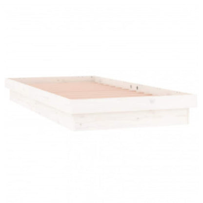 LED Bed Frame without Mattress White 90x200 cm Solid Wood