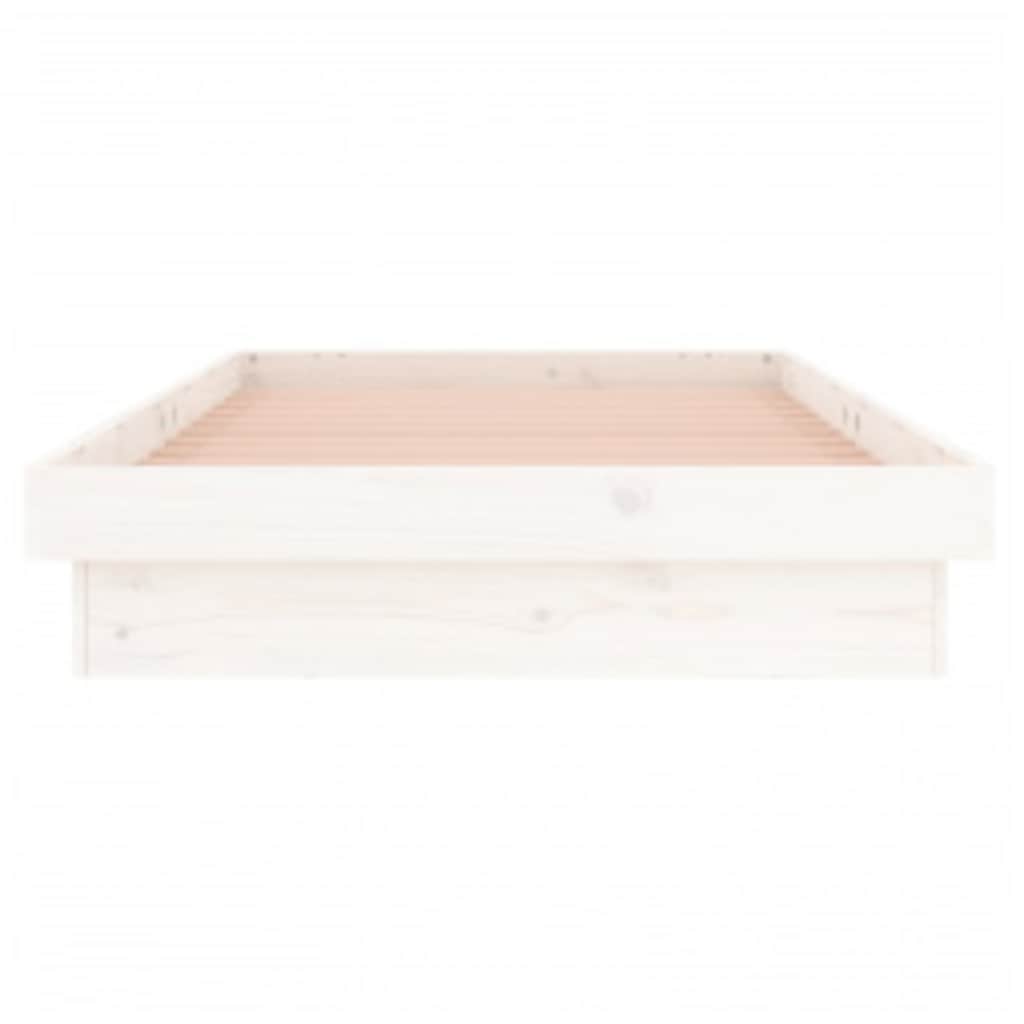 LED Bed Frame without Mattress White 90x200 cm Solid Wood