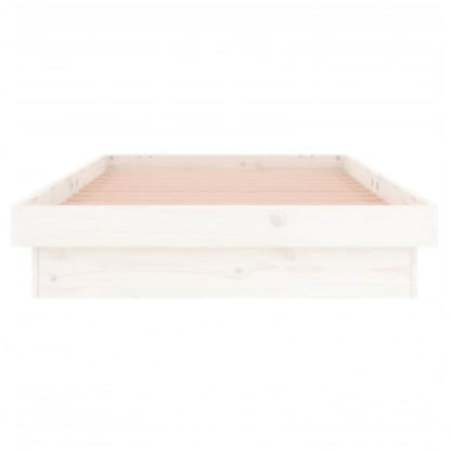 LED Bed Frame without Mattress White 90x200 cm Solid Wood