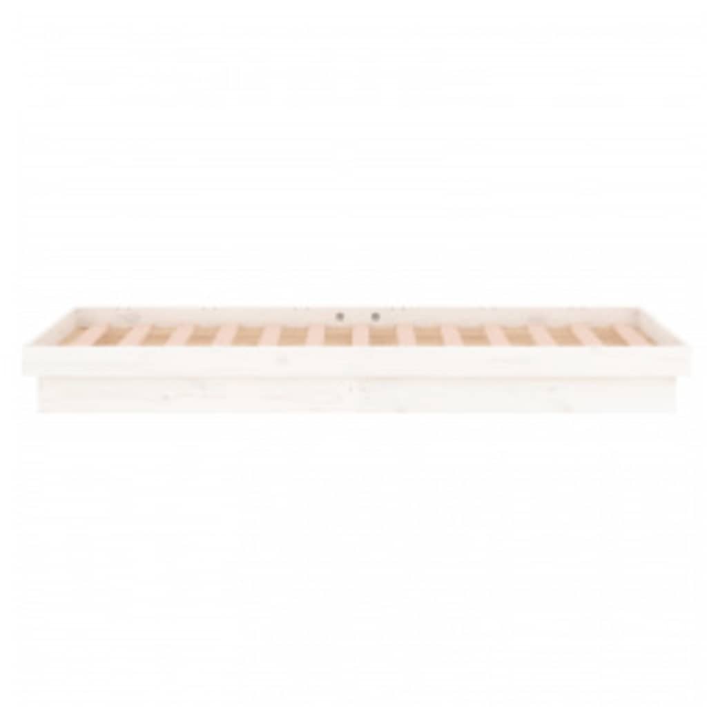 LED Bed Frame without Mattress White 90x200 cm Solid Wood