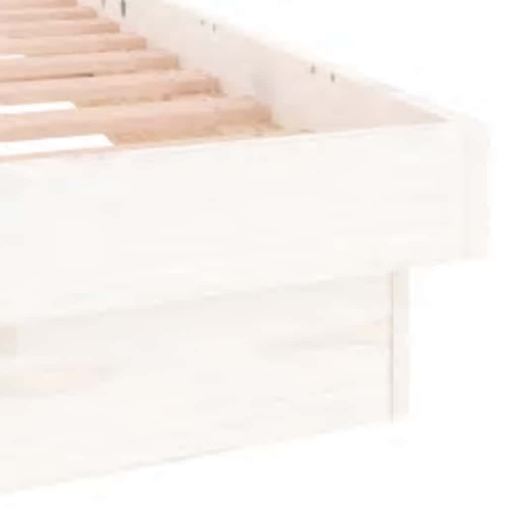 LED Bed Frame without Mattress White 90x200 cm Solid Wood