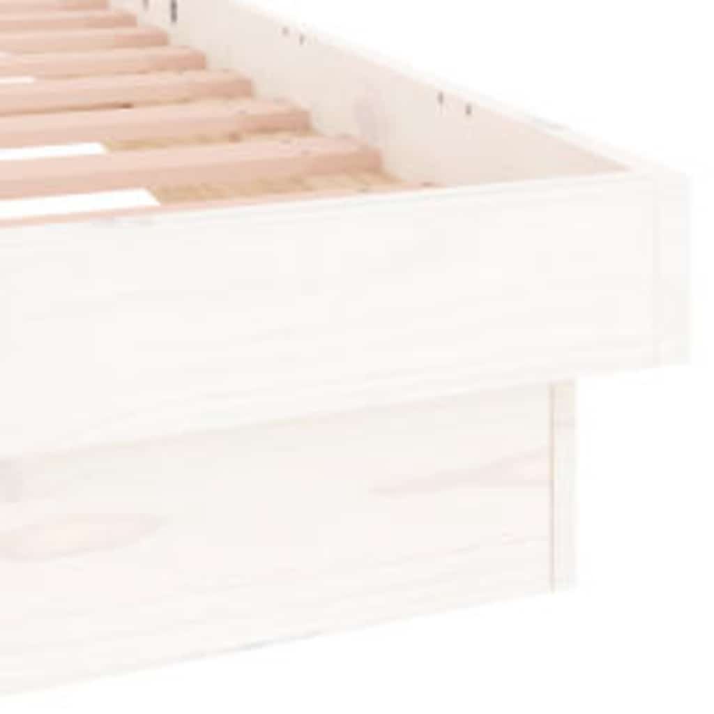 LED Bed Frame without Mattress White 90x200 cm Solid Wood