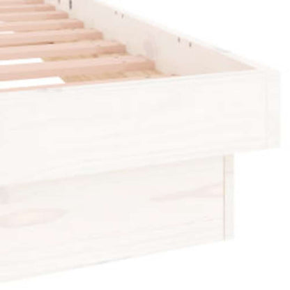 LED Bed Frame without Mattress White 90x200 cm Solid Wood