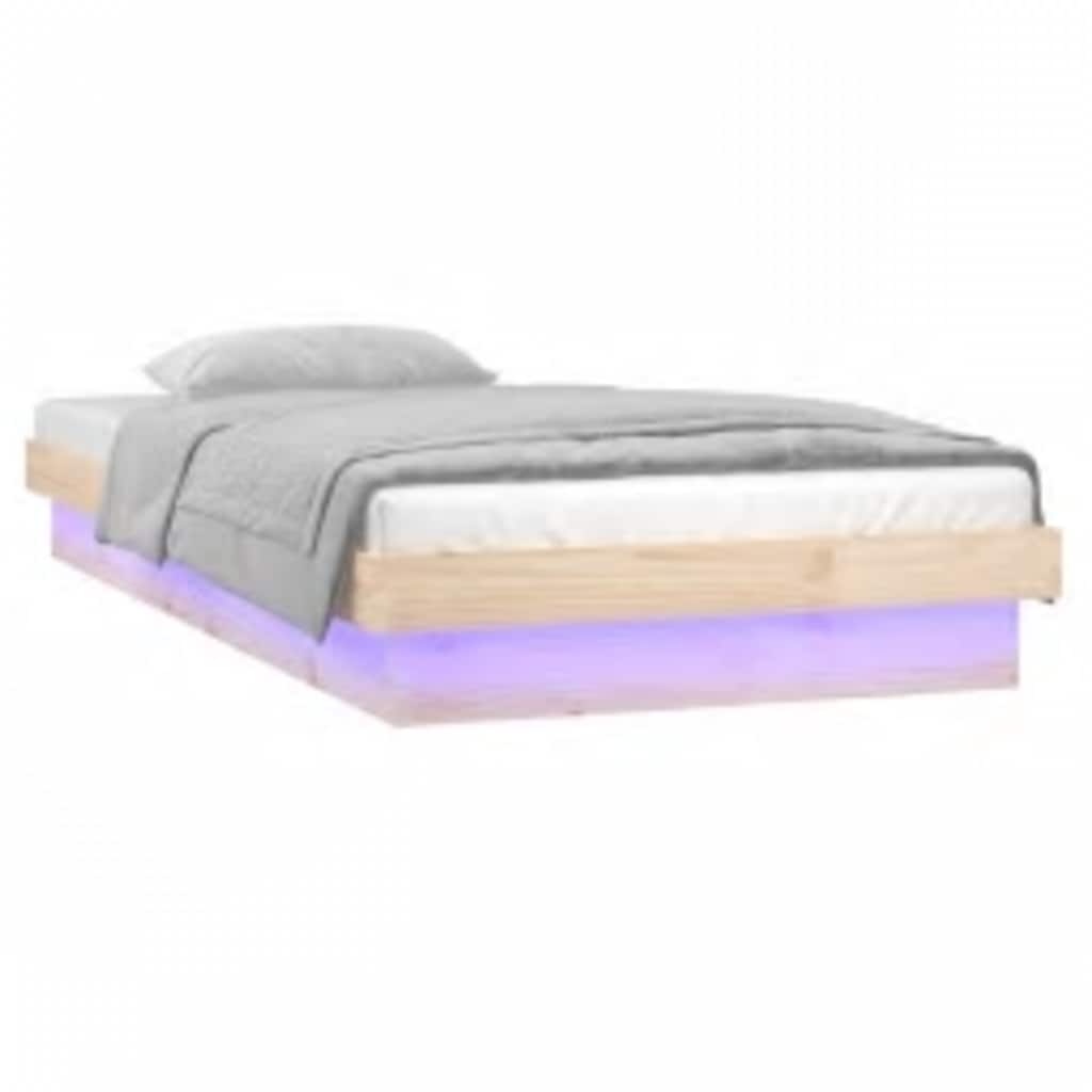 LED Bed Frame without Mattress 100x200 cm Solid Wood