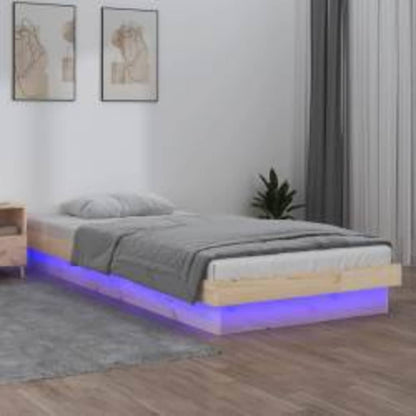 LED Bed Frame without Mattress 100x200 cm Solid Wood