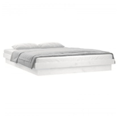 LED Bed Frame without Mattress White 140x200 cm Solid Wood