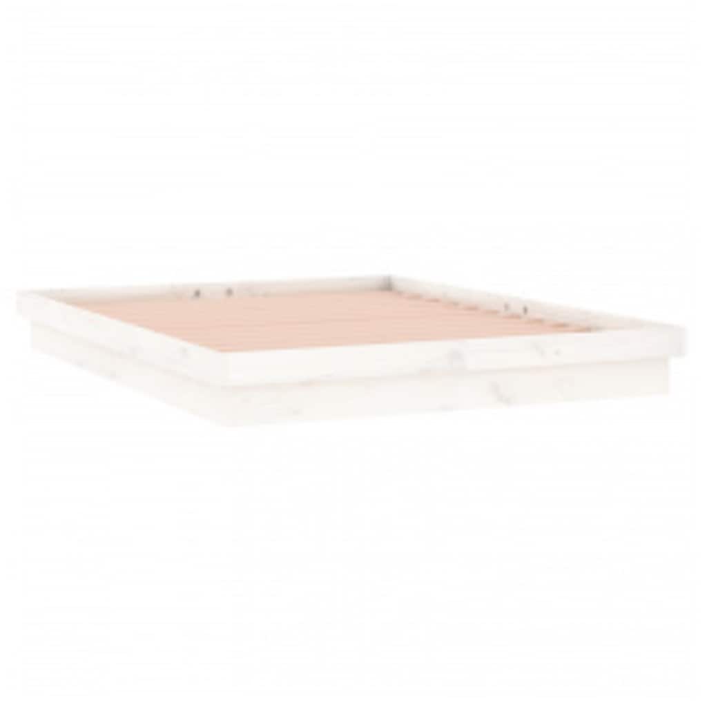 LED Bed Frame without Mattress White 140x200 cm Solid Wood