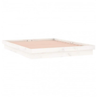 LED Bed Frame without Mattress White 140x200 cm Solid Wood