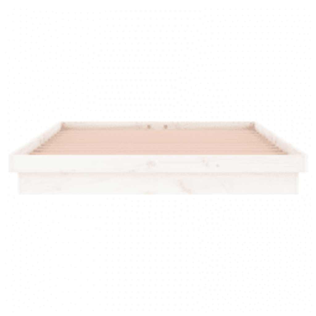 LED Bed Frame without Mattress White 140x200 cm Solid Wood