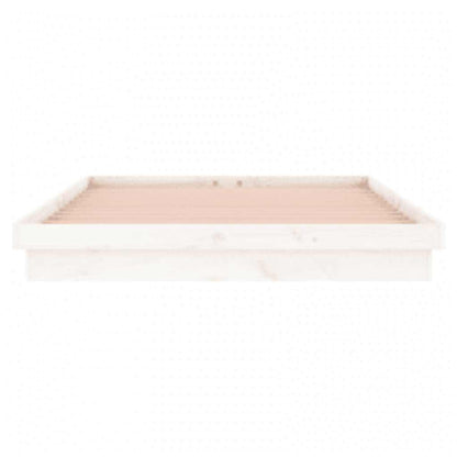 LED Bed Frame without Mattress White 140x200 cm Solid Wood