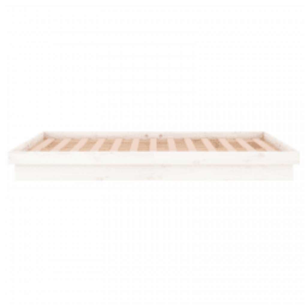LED Bed Frame without Mattress White 140x200 cm Solid Wood