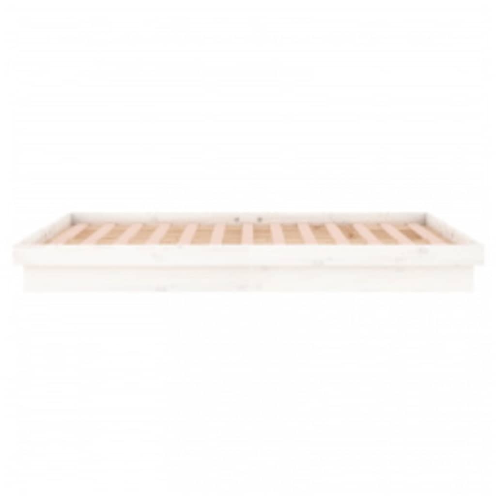 LED Bed Frame without Mattress White 140x200 cm Solid Wood