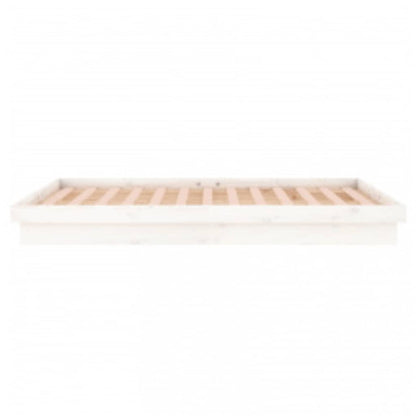 LED Bed Frame without Mattress White 140x200 cm Solid Wood