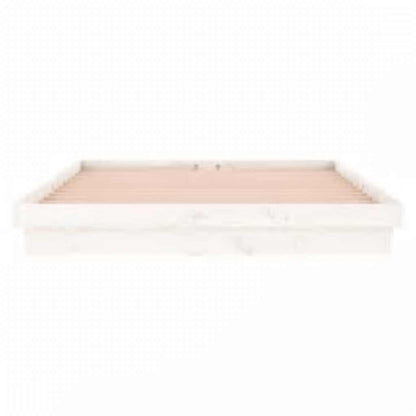 LED Bed Frame without Mattress White 160x200 cm Solid Wood