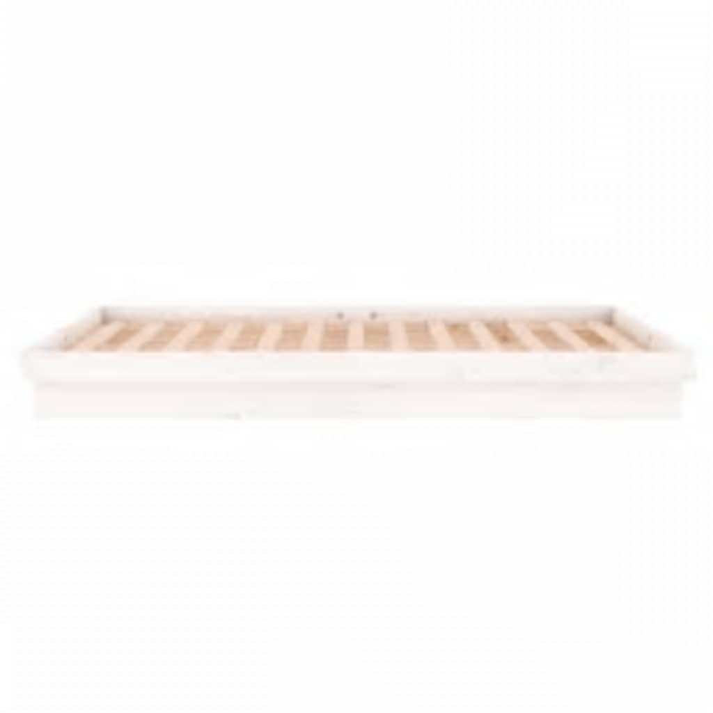 LED Bed Frame without Mattress White 160x200 cm Solid Wood