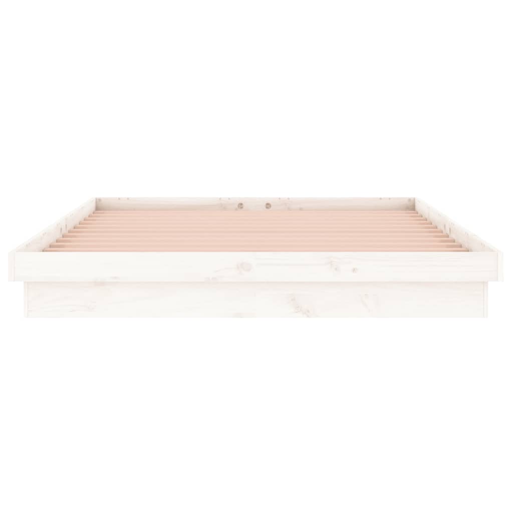 LED Bed Frame without Mattress White Super King Solid Wood