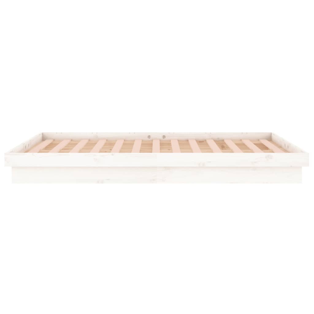 LED Bed Frame without Mattress White Super King Solid Wood