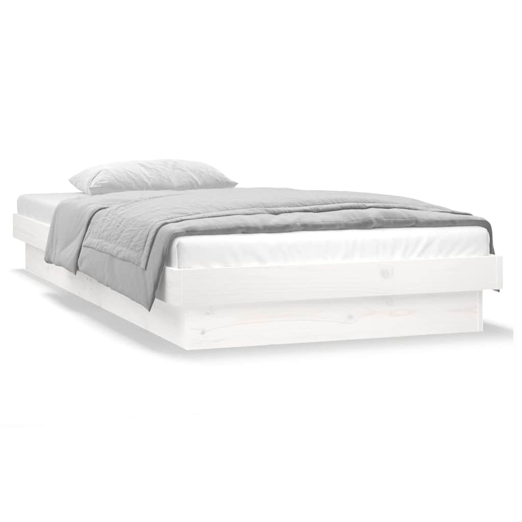 Bed Frame | White | Solid pinewood frame, Plywood slats | Small Single