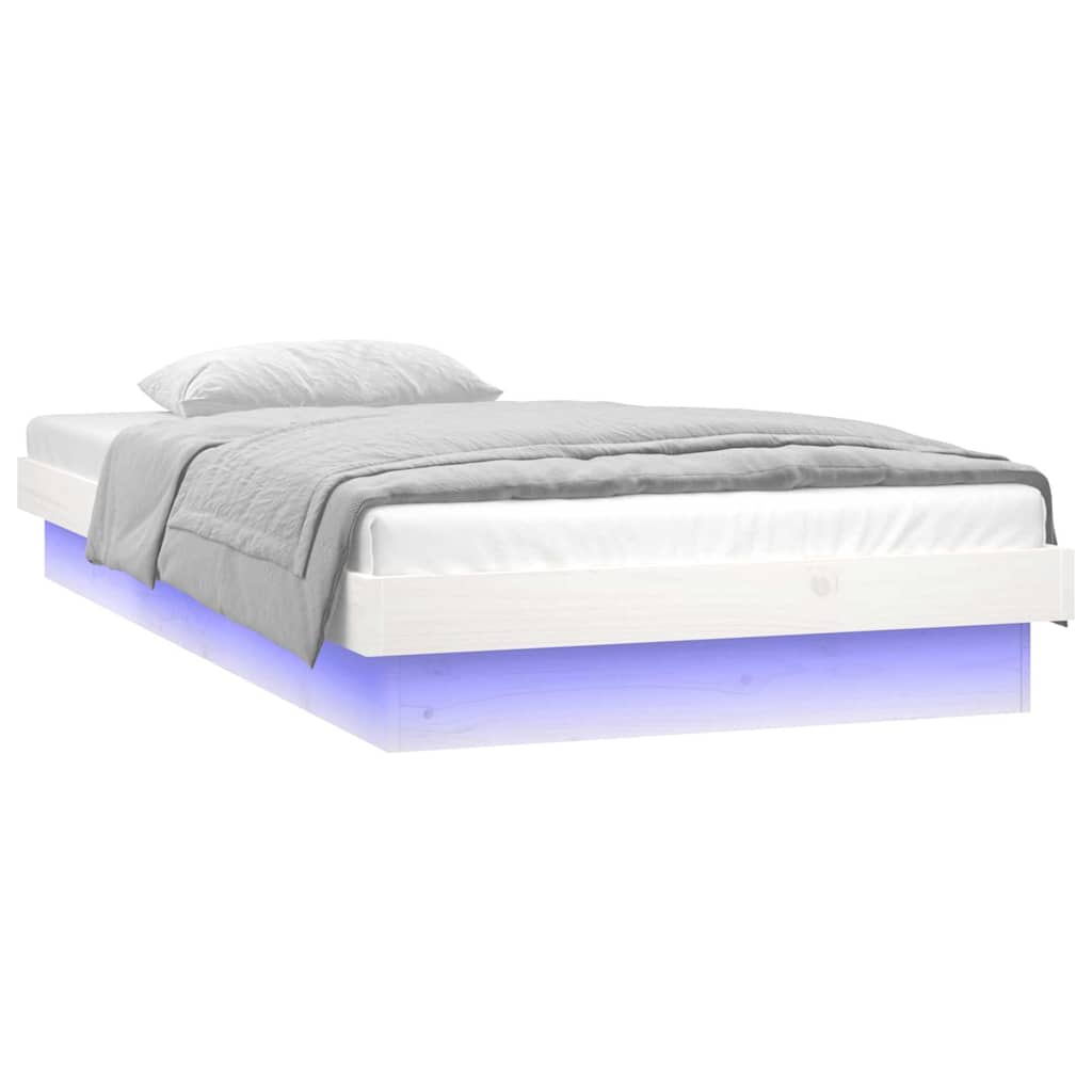 Bed Frame | White | Solid pinewood frame, Plywood slats | Small Single