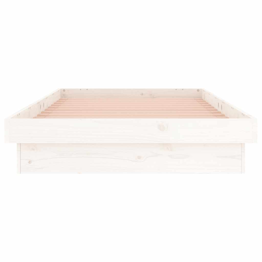 LED Bed Frame without Mattress White Small Single Solid Wood