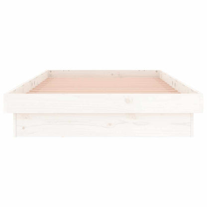 LED Bed Frame without Mattress White Small Single Solid Wood