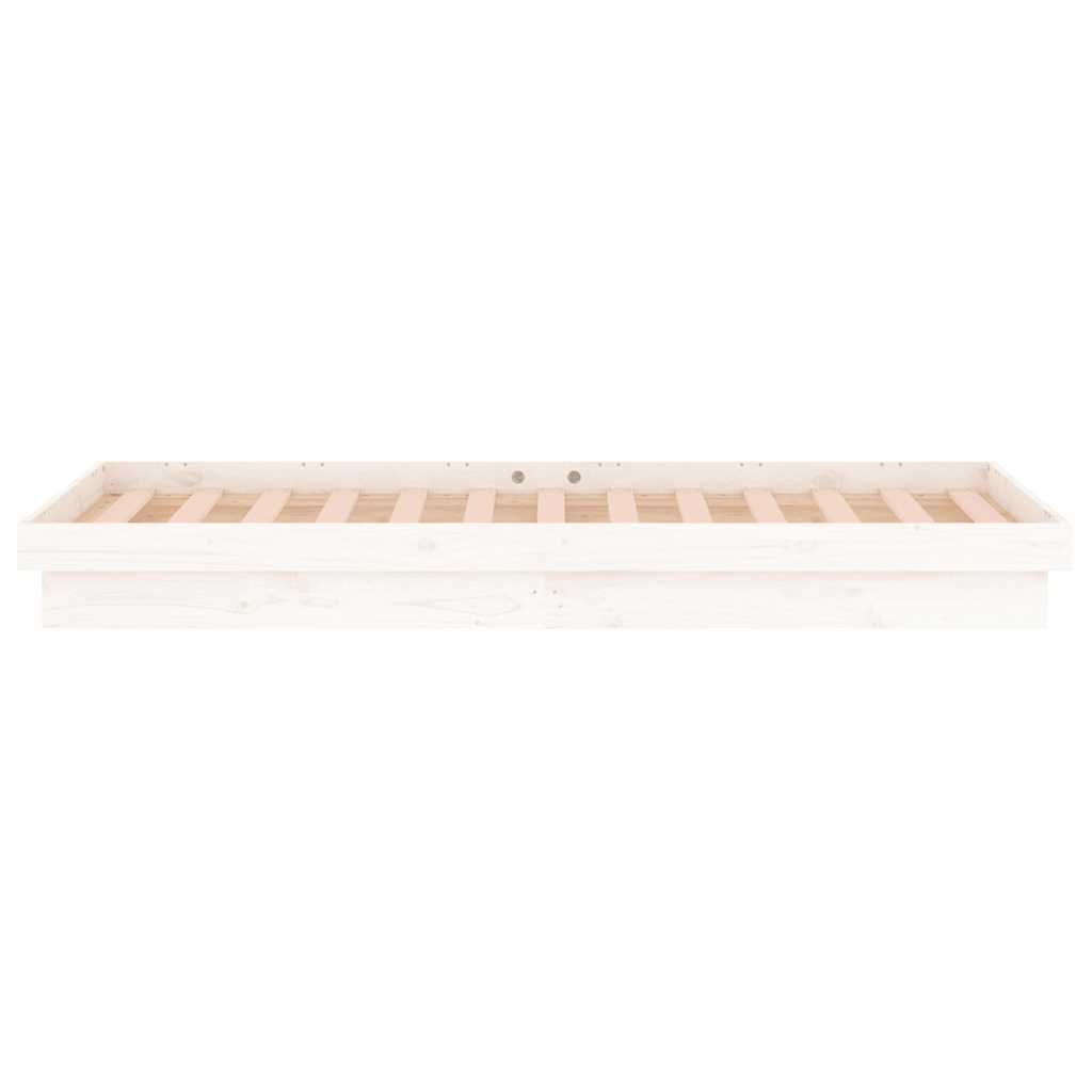 LED Bed Frame without Mattress White Small Single Solid Wood