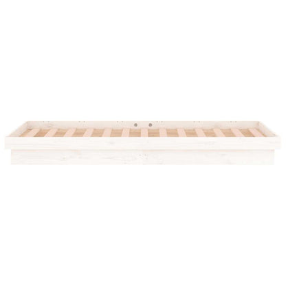 LED Bed Frame without Mattress White Small Single Solid Wood