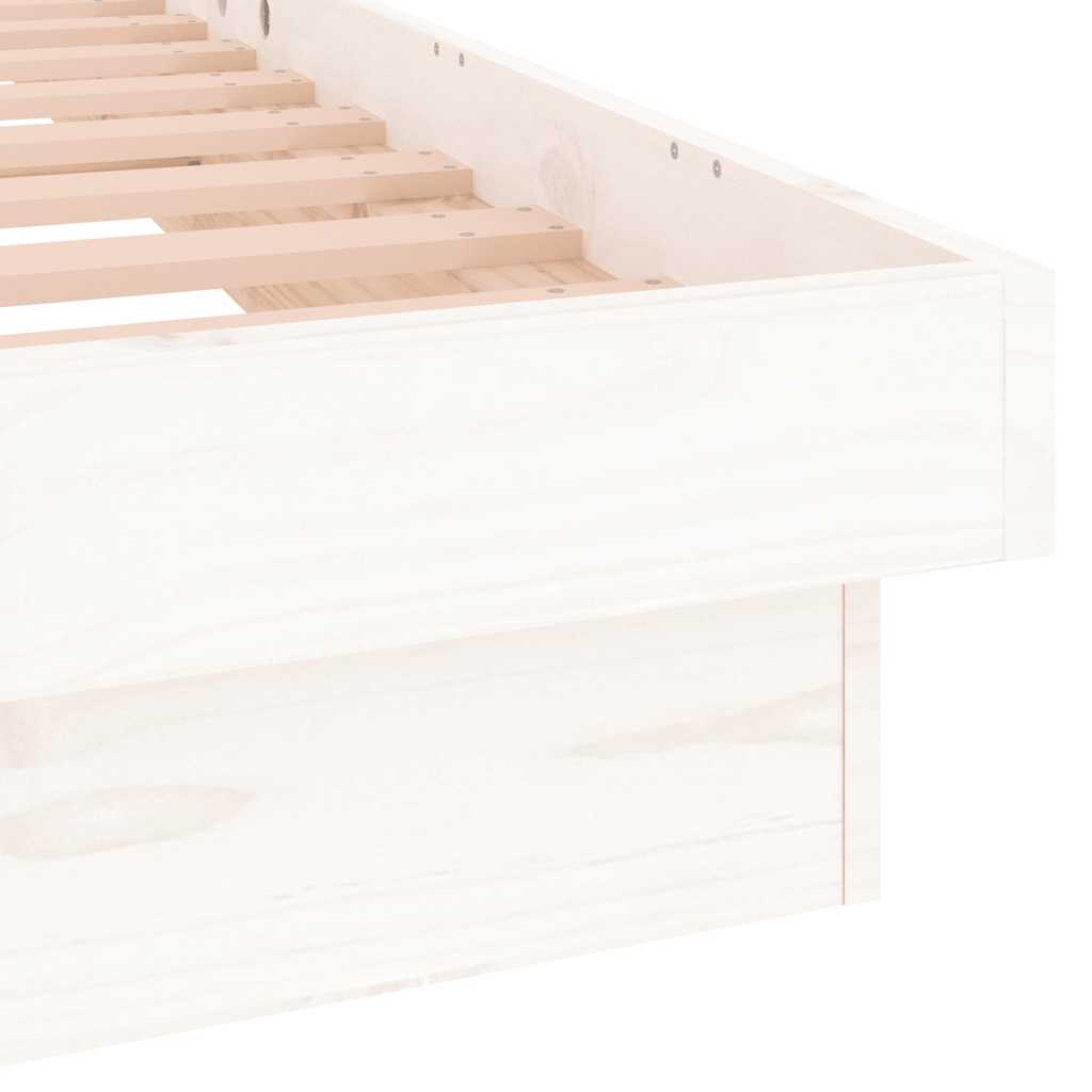 LED Bed Frame without Mattress White Small Single Solid Wood