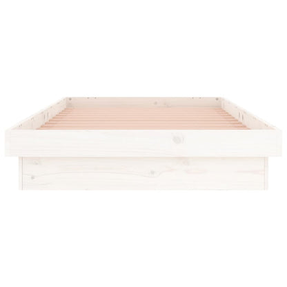 LED Bed Frame without Mattress White Single Solid Wood