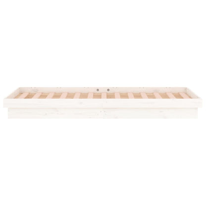 LED Bed Frame without Mattress White Single Solid Wood