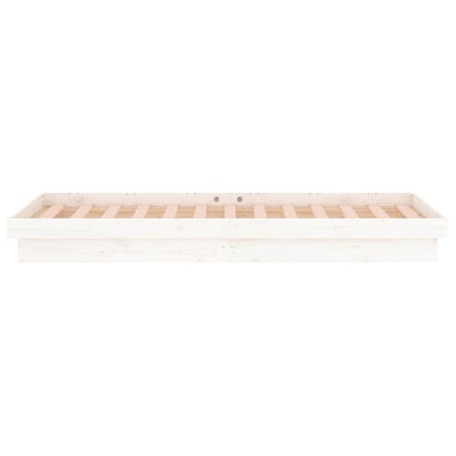 LED Bed Frame without Mattress White Single Solid Wood