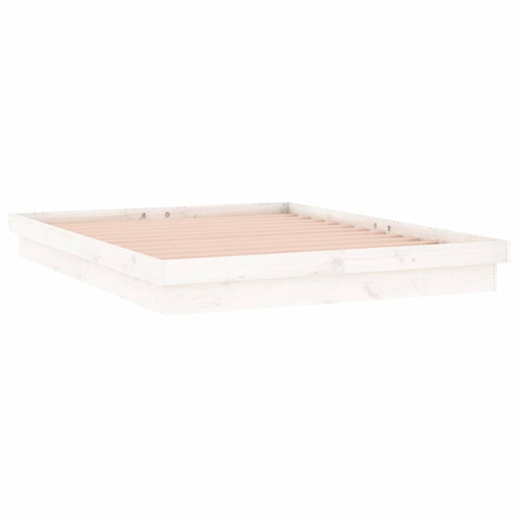 LED Bed Frame without Mattress White Small Double Solid Wood