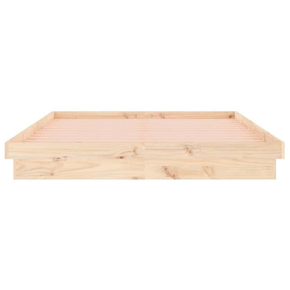 LED Bed Frame without Mattress Double Solid Wood