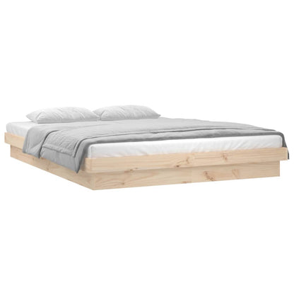LED Bed Frame without Mattress 140x190 cm Solid Wood