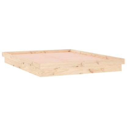 LED Bed Frame without Mattress 140x190 cm Solid Wood