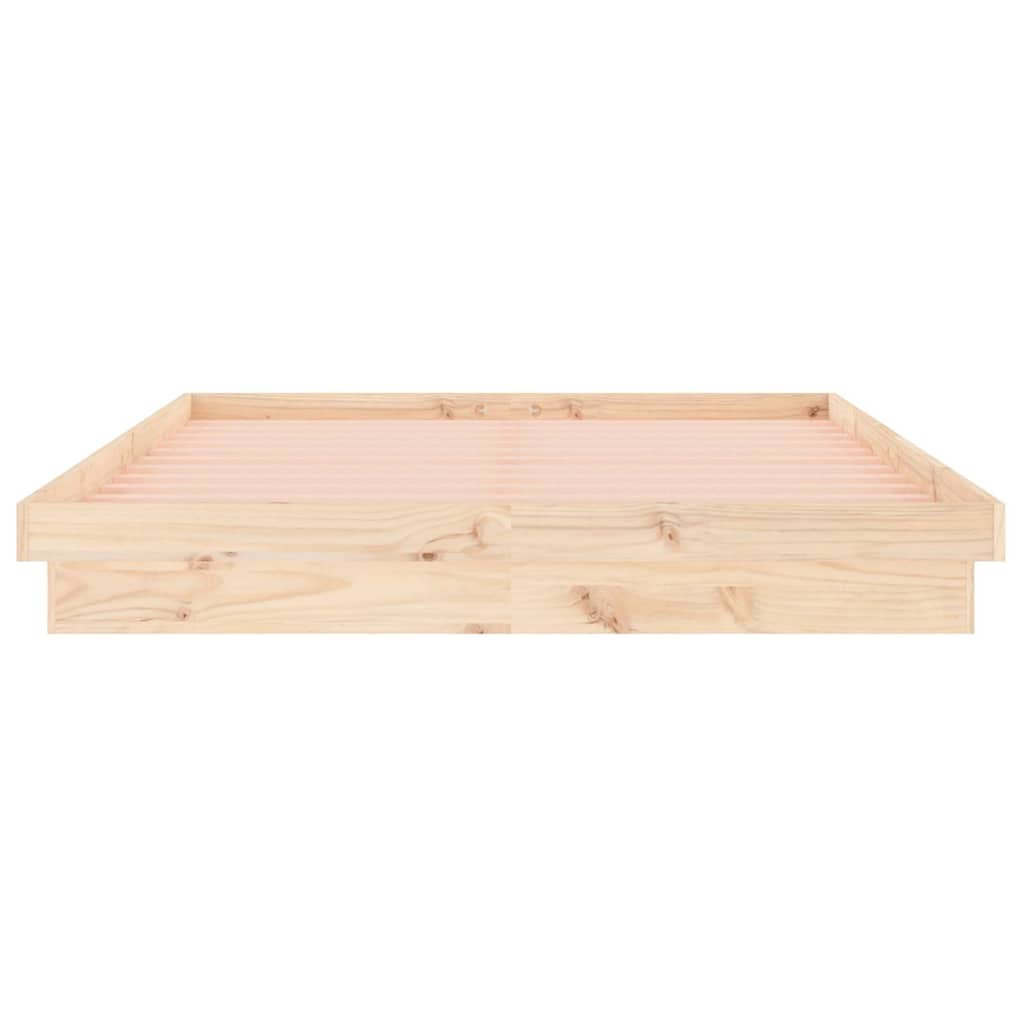 LED Bed Frame without Mattress 140x190 cm Solid Wood