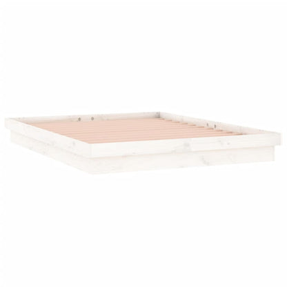 LED Bed Frame without Mattress White 140x190 cm Solid Wood