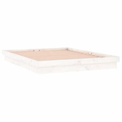 LED Bed Frame without Mattress White 140x190 cm Solid Wood
