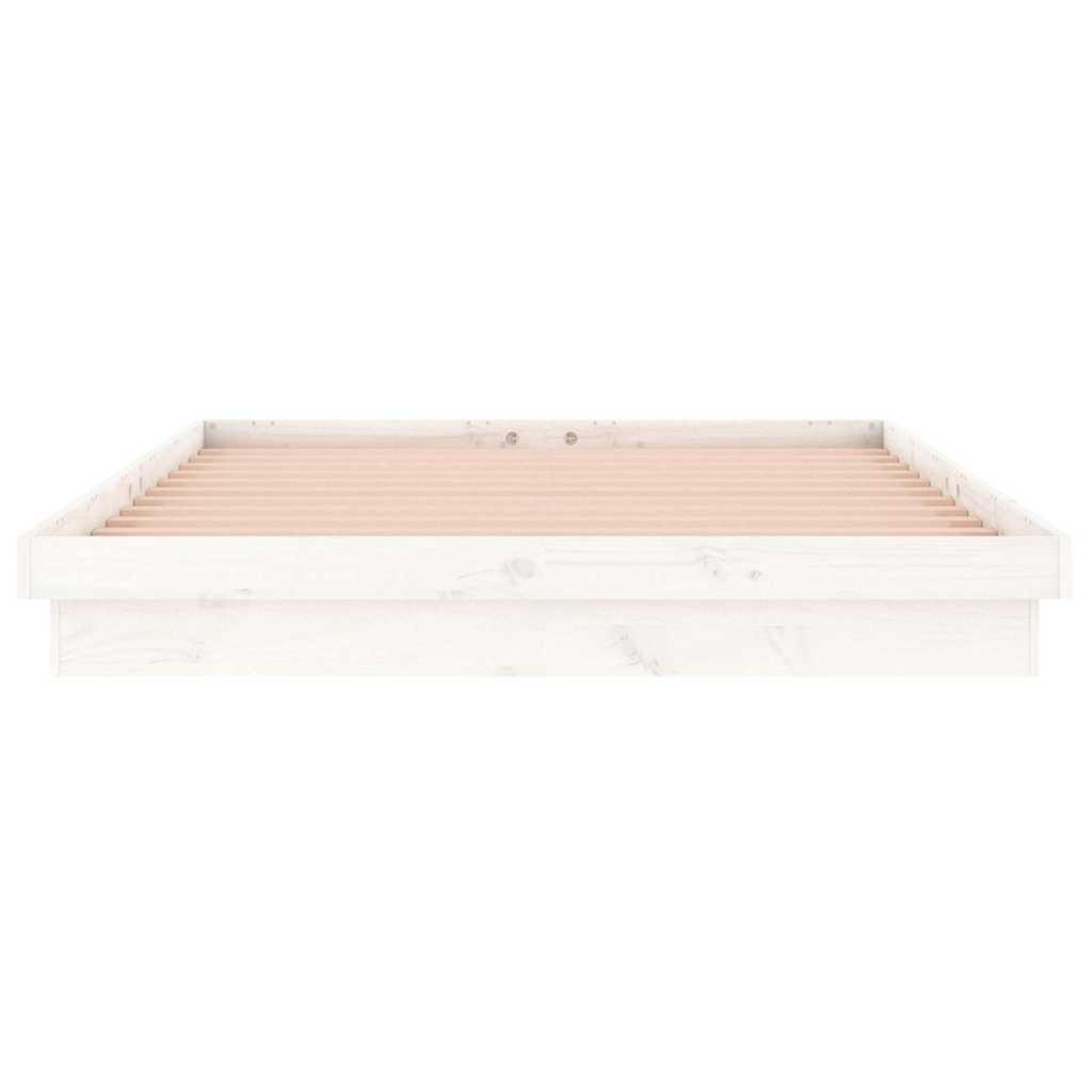 LED Bed Frame without Mattress White 140x190 cm Solid Wood