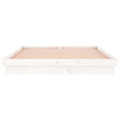 LED Bed Frame without Mattress White 140x190 cm Solid Wood