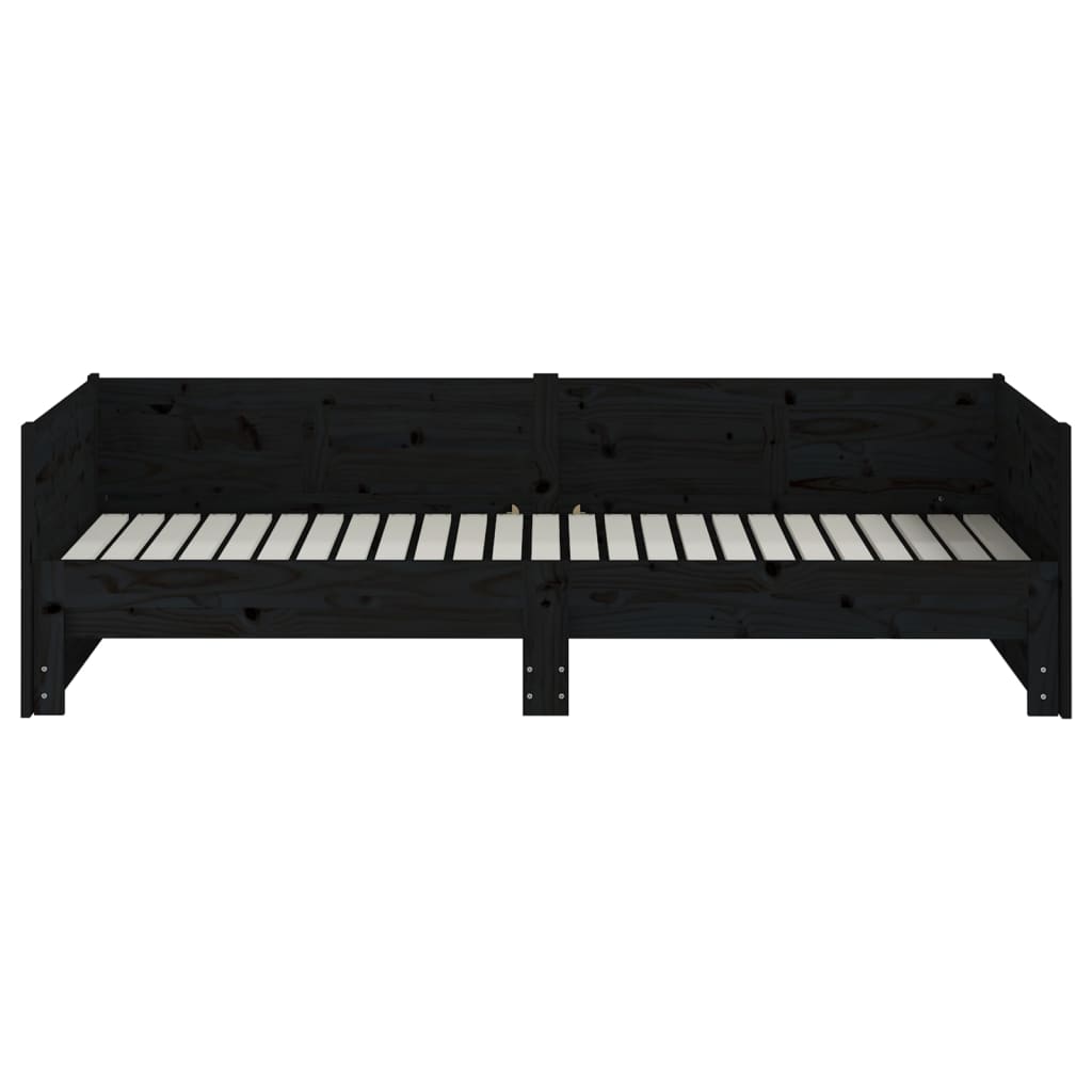 Pull-out Day Bed | Black | Solid pine wood | 2x | Convertible