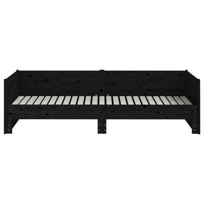 Pull-out Day Bed | Black | Solid pine wood | 2x | Convertible