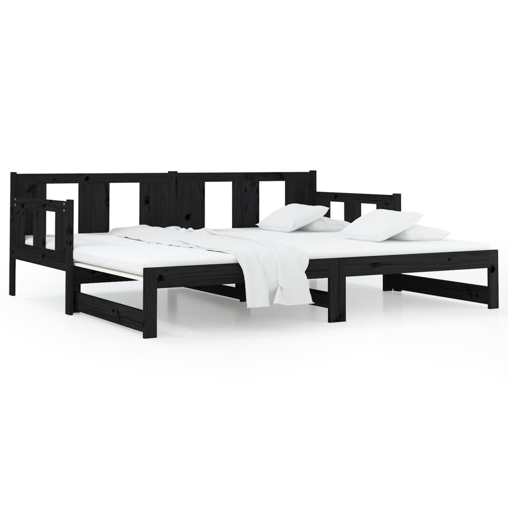 Pull-out Day Bed | Black | Solid pine wood | Medium
