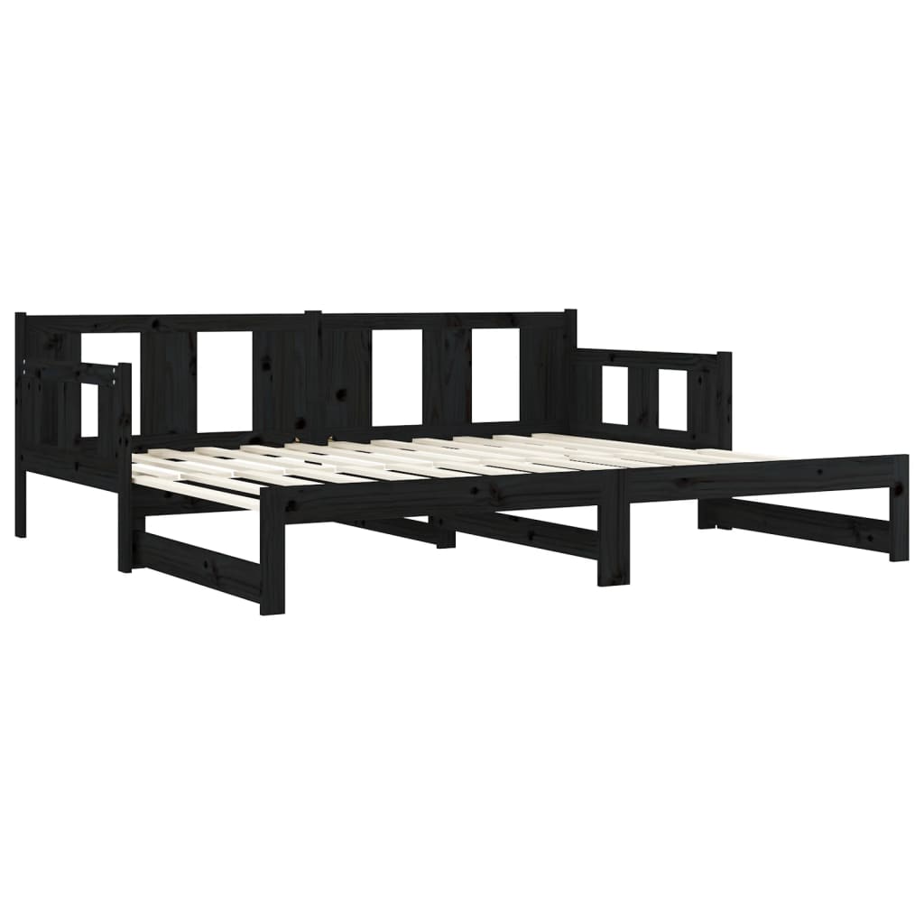 Pull-out Day Bed | Black | Solid pine wood | Medium
