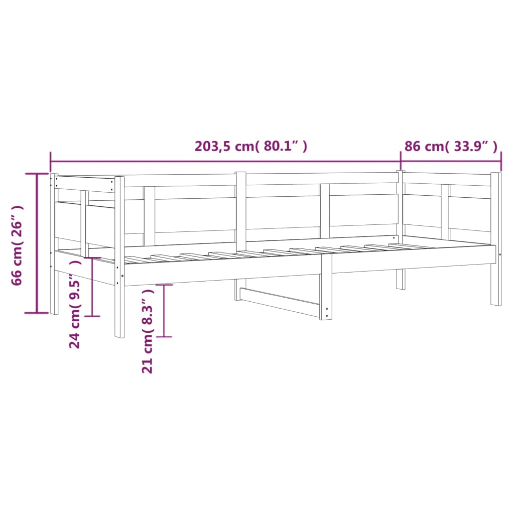 Day Bed | Natural Wood | Solid Pine Wood, Plywood | Single