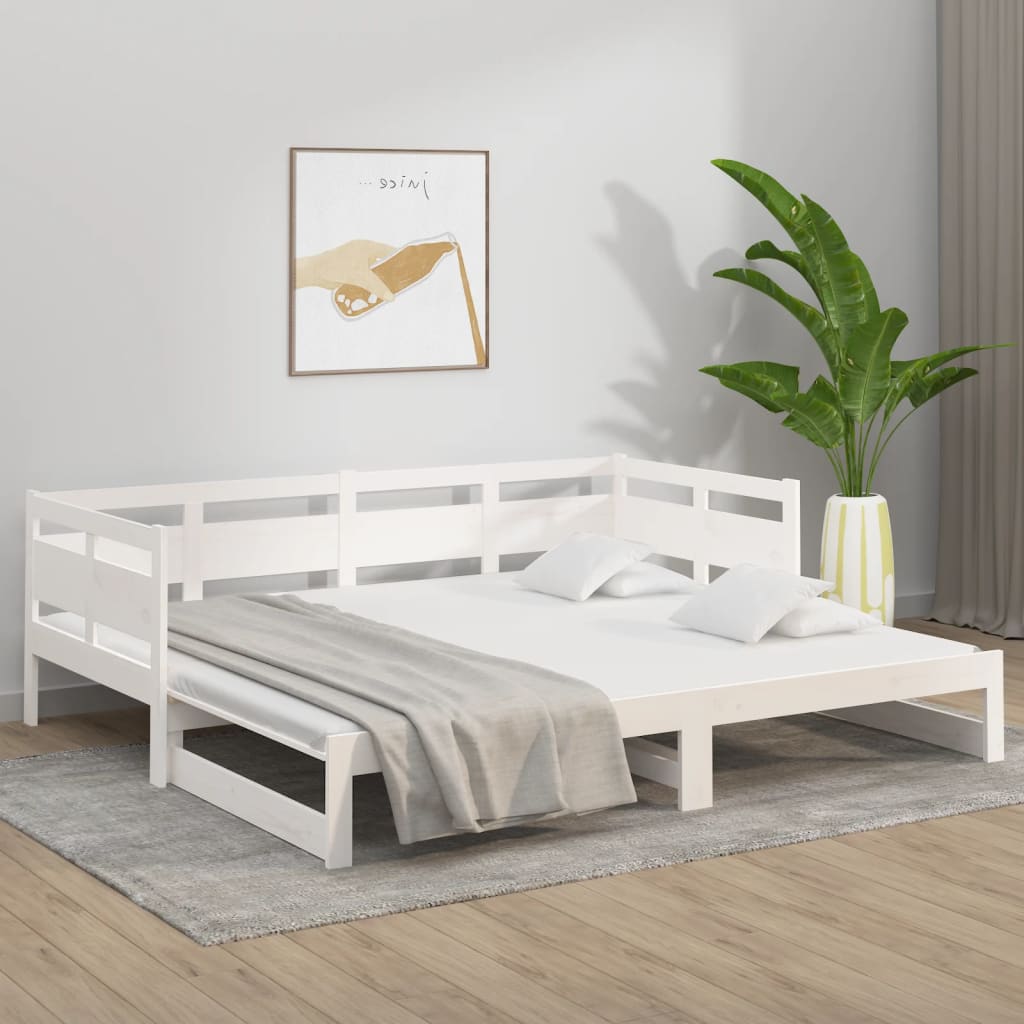 Pull-out Day Bed | White | Solid pine wood | 2x