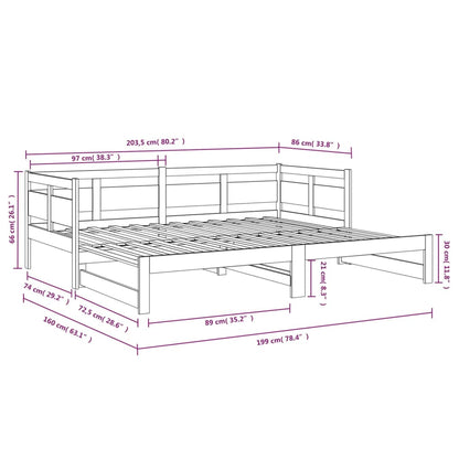 Pull-out Day Bed without Mattress Solid Wood Pine 2x(80x200) cm
