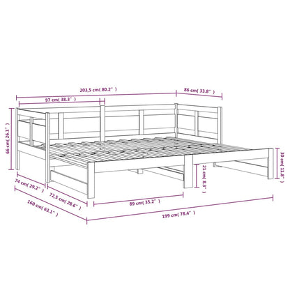 Pull-out Day Bed without Mattress White 2x(80x200) cm