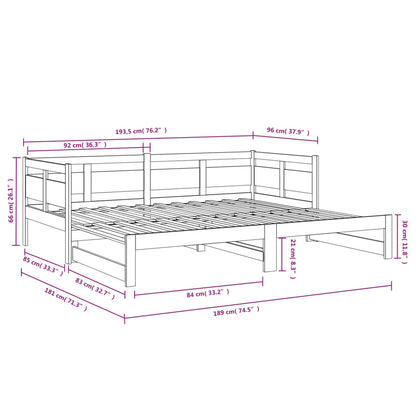 Pull-out Day Bed | Natural | Solid pine wood | Standard double